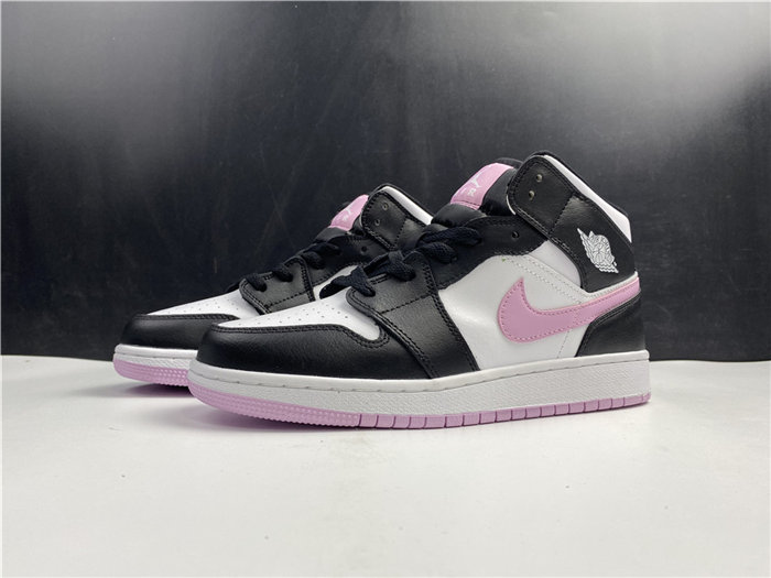 Jordan1 Mid White Black Light Arctic Pink 555112-103