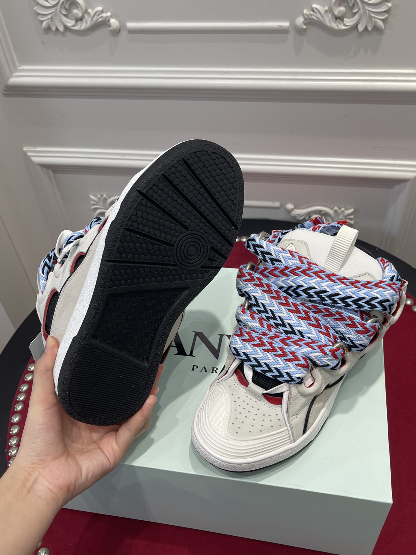 Lanvon Leather Curb Light Grey Blue Black Red FM-SKRK11-DRAG-E221220