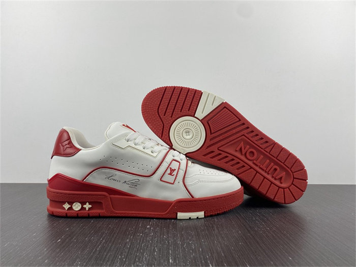 Luis Vitton Trainer White Red Signature 1AAGZO